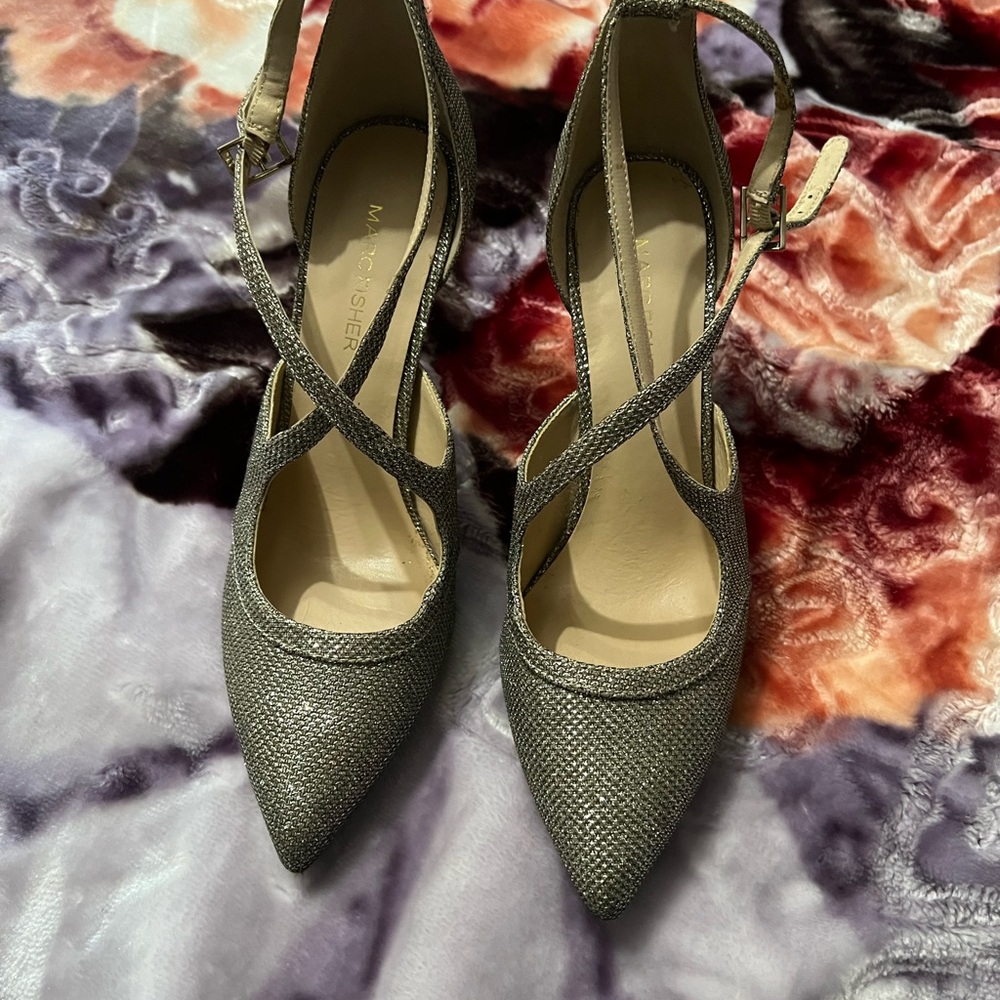 Marc Fisher Silver Strappy Heels
